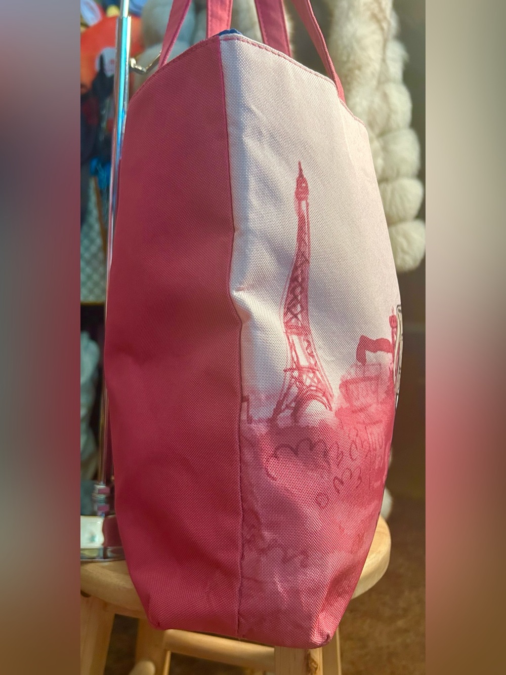 Lancôme Pink Paris Eiffel Tower Canvas Tote Bag with Double Handles LIKE NEW! - Picture 3 of 8